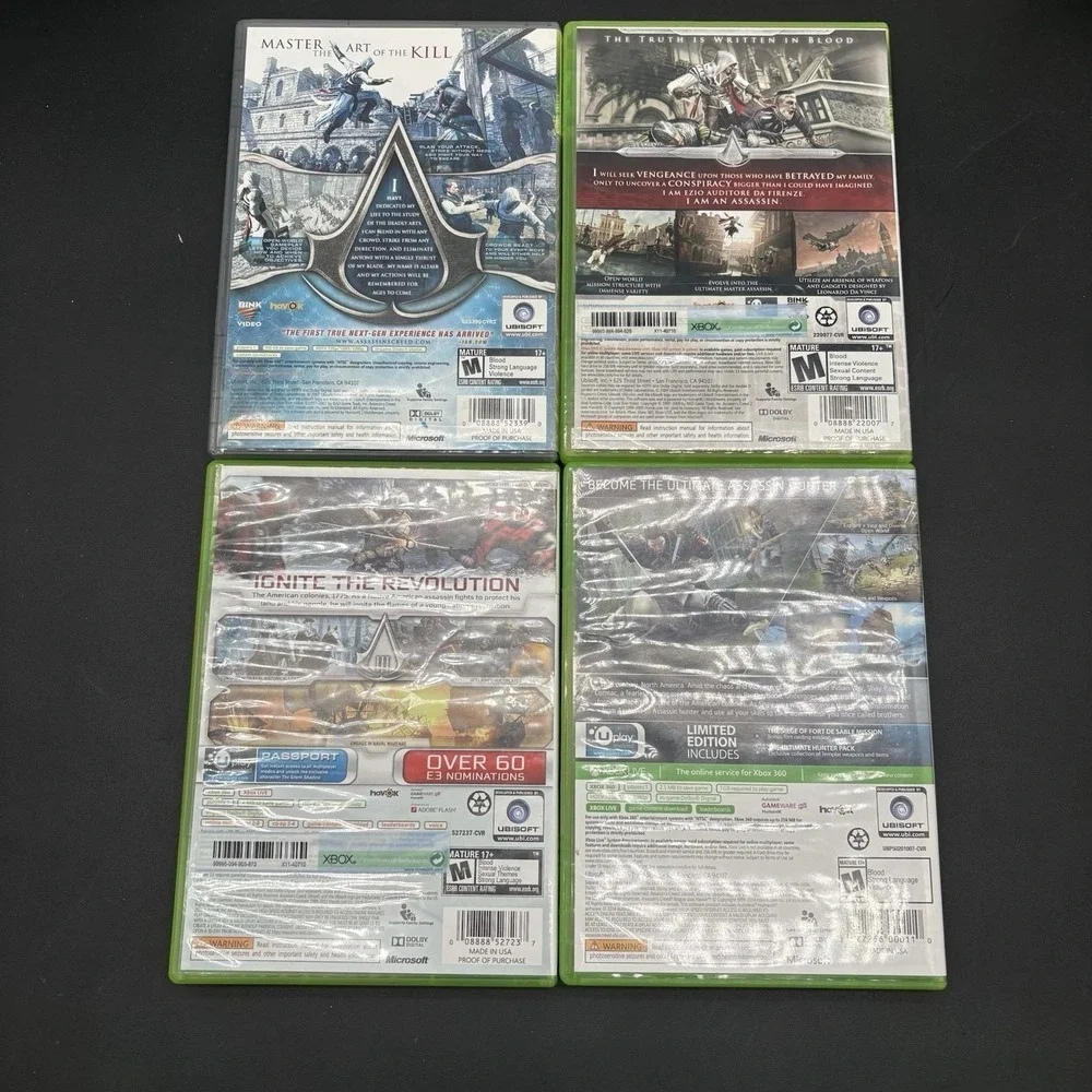 Assassin's Creed I II III Rogue Xbox 360 Lot CIB Platinum Hits Limited Edition